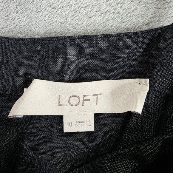 Womens Loft Black Linen Blend Sleeveless Romper Spaghetti Straps Side Zip 10 - Picture 2 of 7